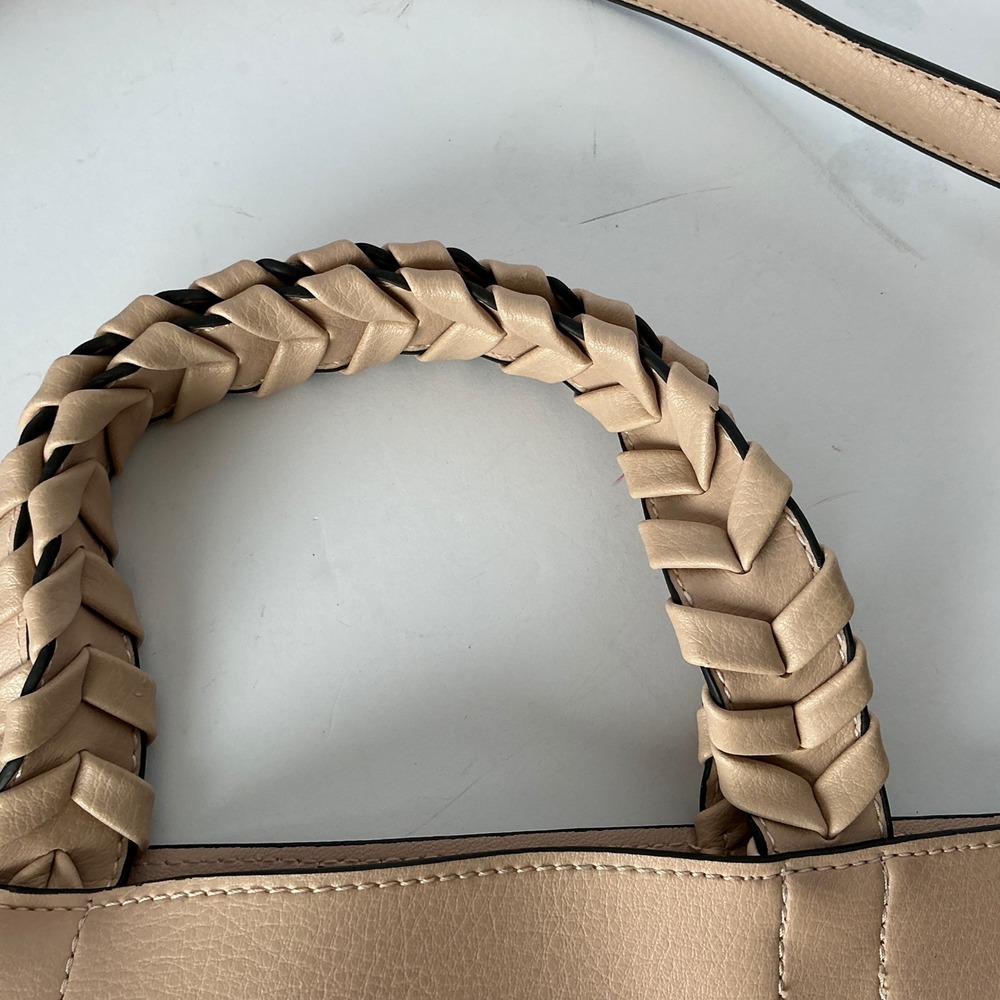 Jules Kae Tote Bag Braided Handle Pink Vegan Leather Large Crossbody Handbag - Picture 8 of 13